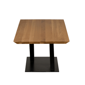 solid oak wood coffee table side view