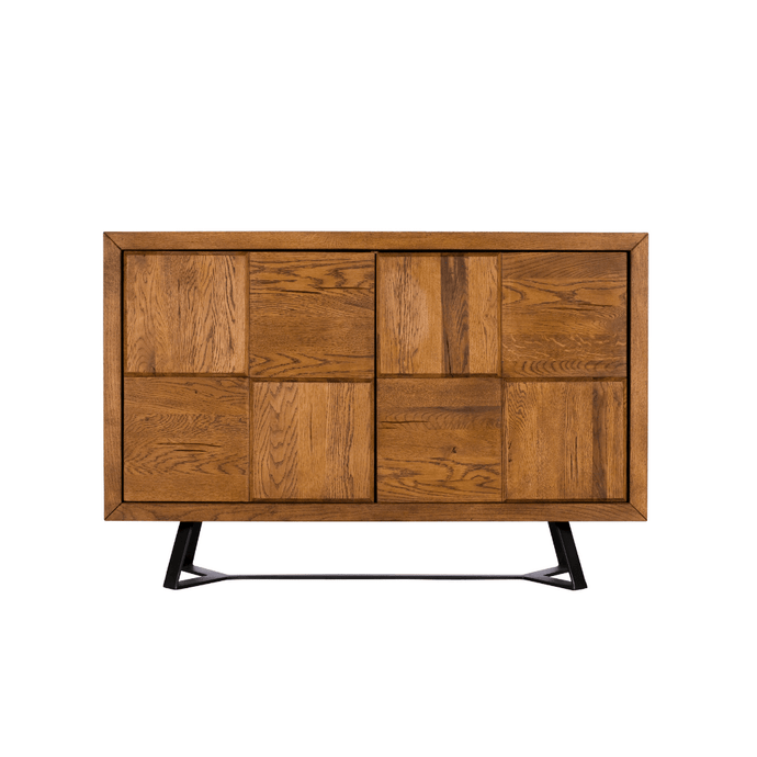 front view of solid wood narrow sideboard