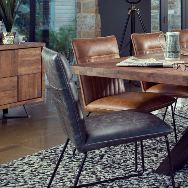 Brooklyn Grey Faux Leather Dining Chairs | Free Delivery - Hemming & Wills