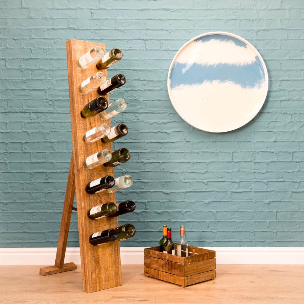 Smithfield Mango Wood Wine Bottle Display Rack