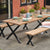 Rugger Brown Rustic Wood Outdoor Dining Table And Bench